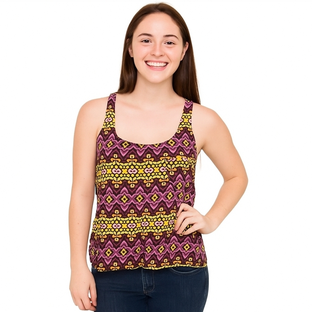 Vintage Rayon Psychedelic Love Squared Tank Medium